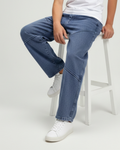 Diagonal Seam Baggy Fit Jeans